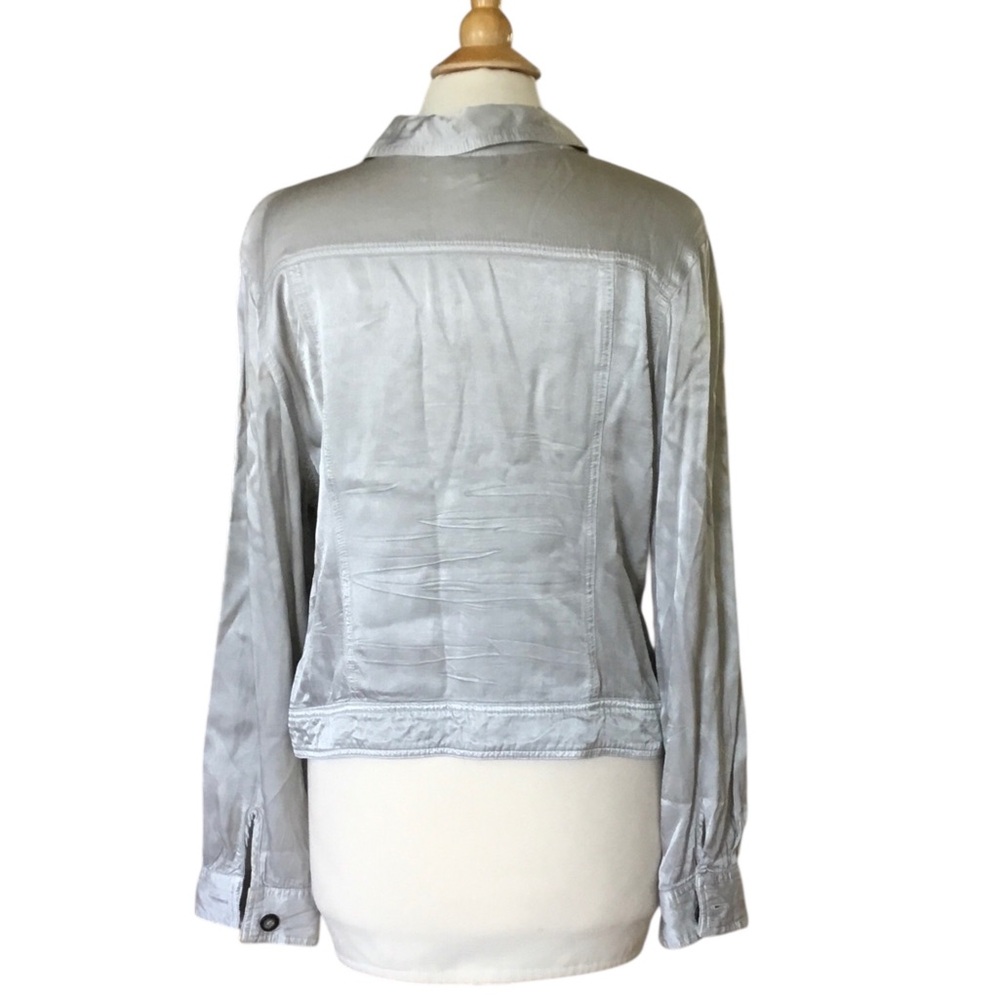 Hard Tail Forever Silver Satin Rayon Lightweight Jacket - Picture 4 of 9